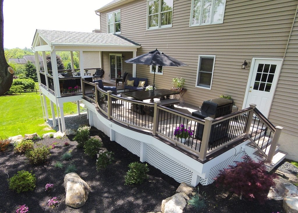 outdoor deck design matching the materials and colors used in yard backyard deck design matching the yard