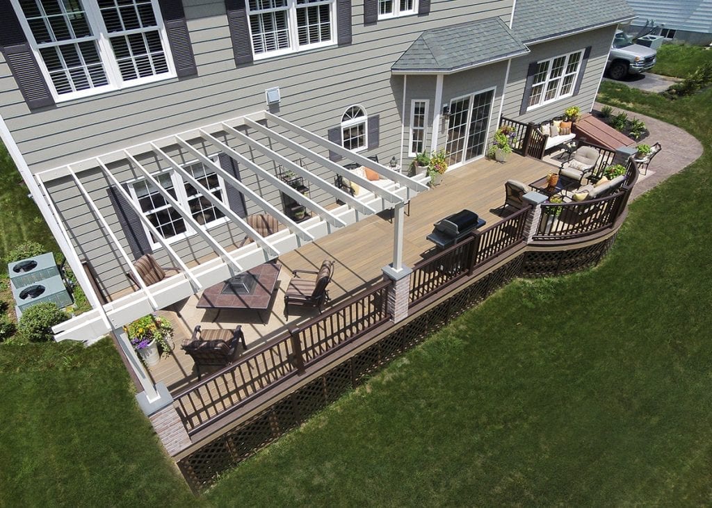 custom built pergola with brick columns custom vinyl pergola on deck