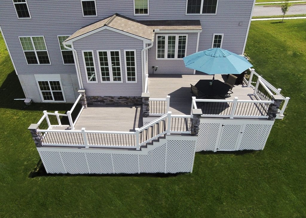 deck with an umbrella accessory outdoor deck umbrella
