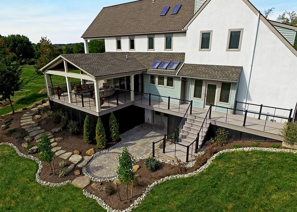 outdoor deck with landscaping design backyard deck design with landscaping