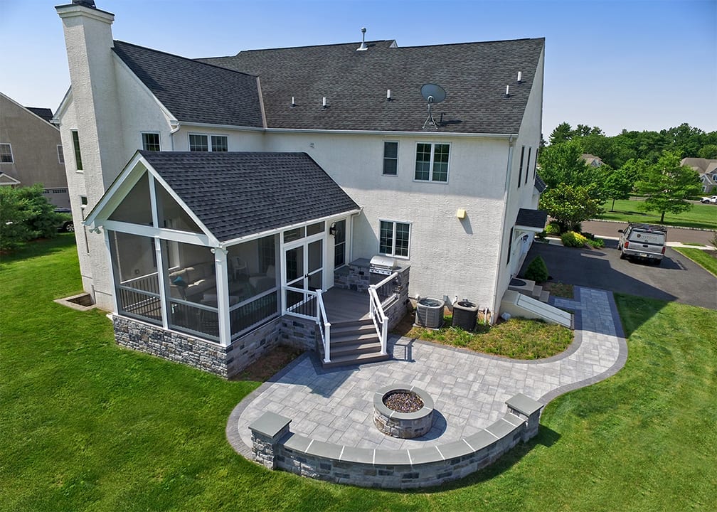 timbertech low maintenance decking and a techo-bloc paver patio timbertech deck and a techo-bloc paver patio