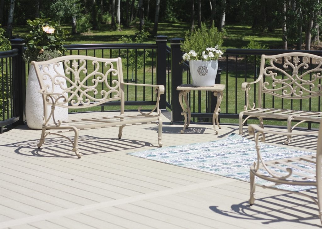 aluminum furniture on hazelwood grey deck aluminum deck seating