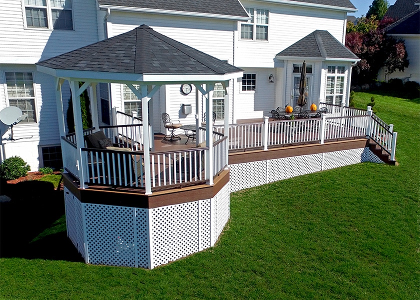 white gazebo on deck custom deck with outdoor gazebo