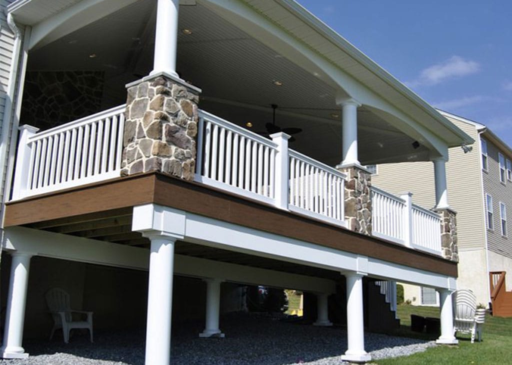 two story deck with storage space underneath two story deck with outdoor storage space