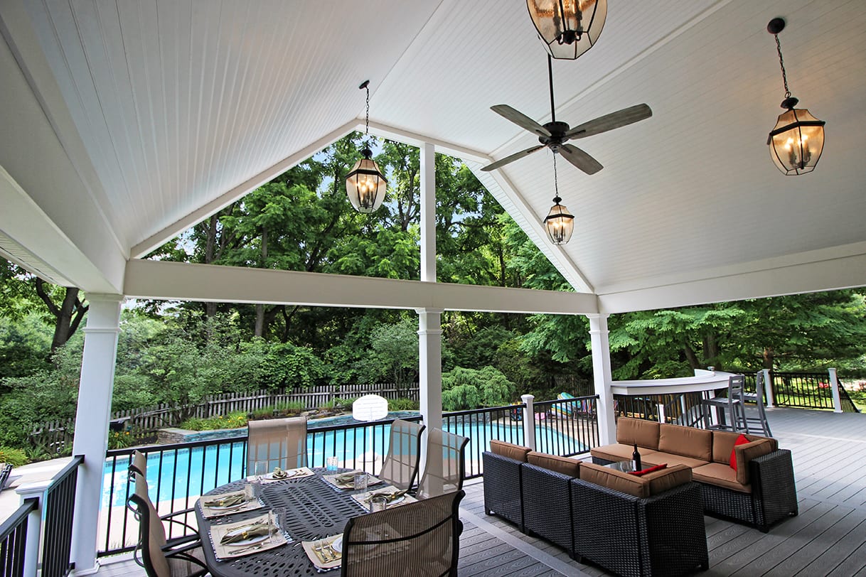 covered deck with built-in lighting deck lighting