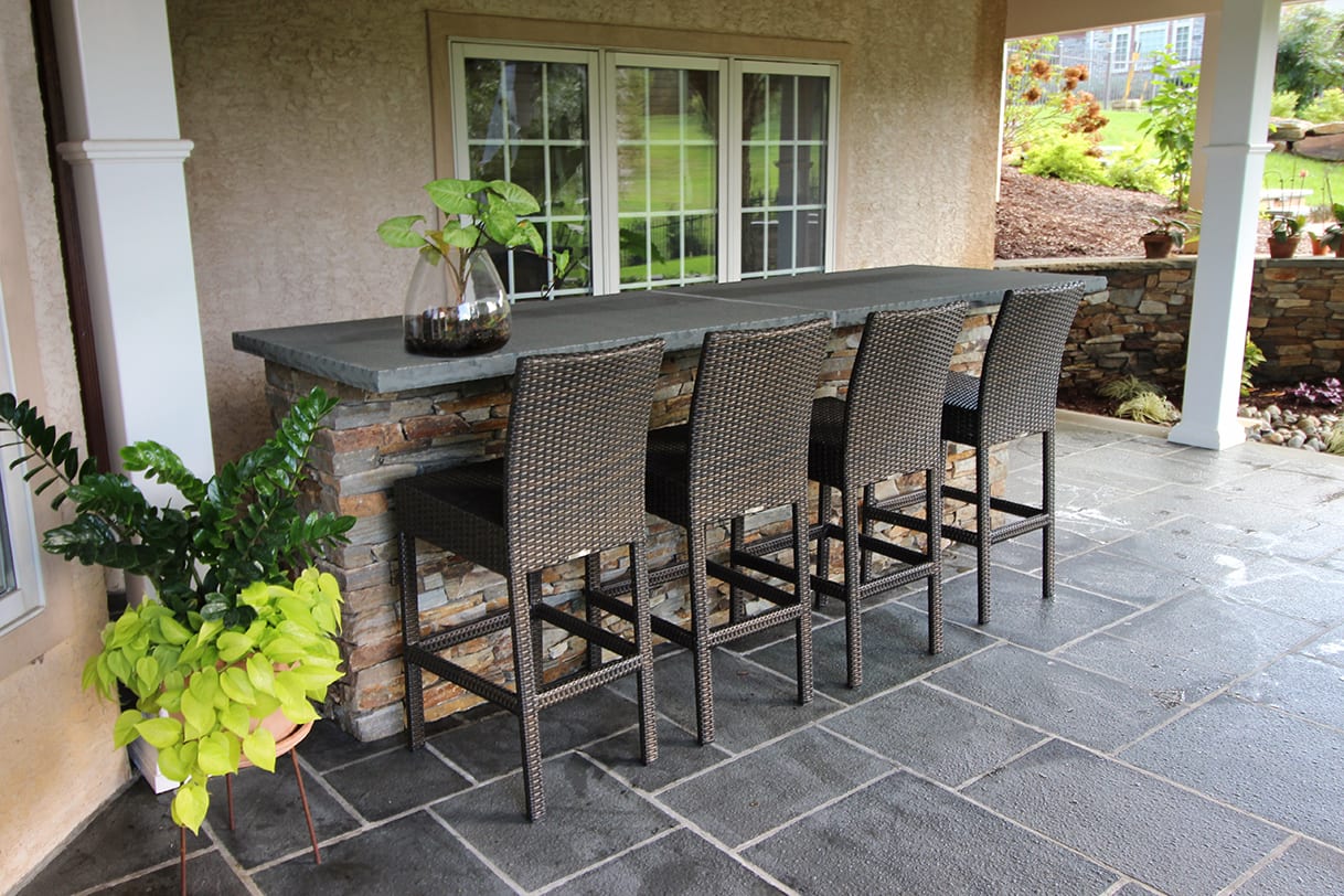 built in store bar with seating on patio patio seating for built in stone bar