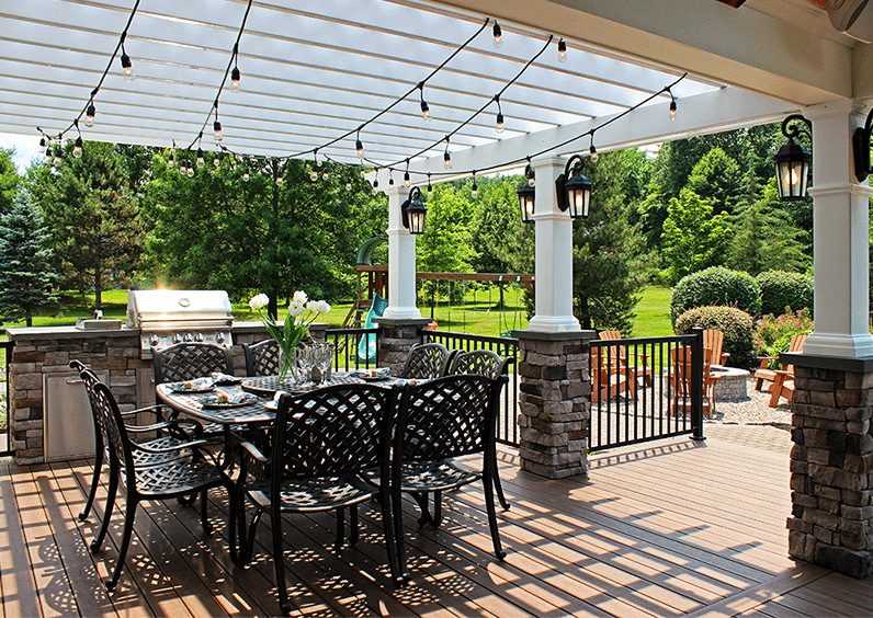 edison string lights on deck deck with string lighting