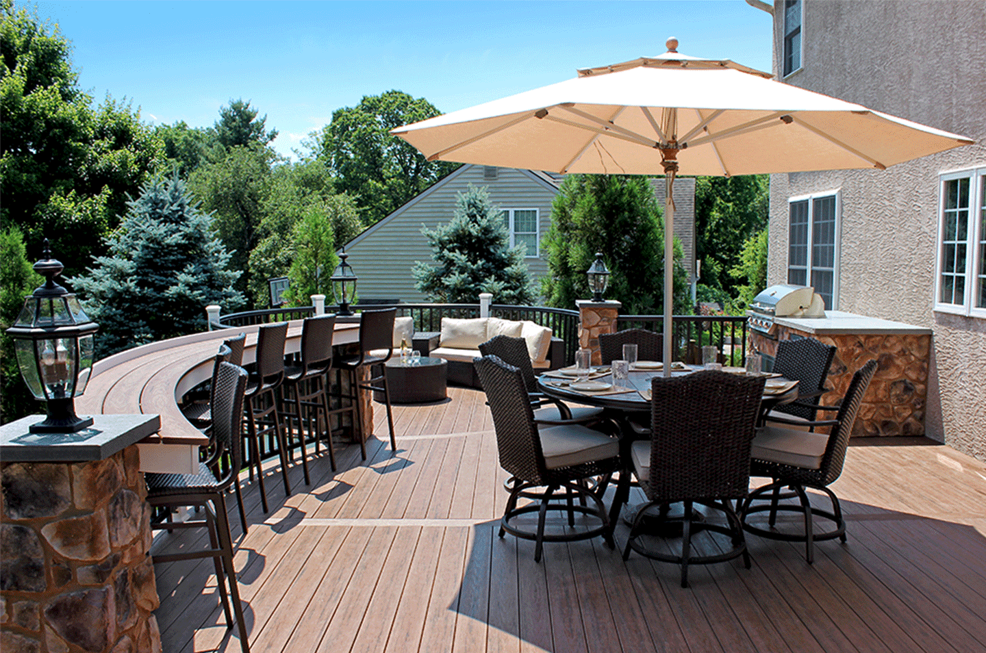 outdoor umbrella attached to a table for deck shade umbrella deck shade option