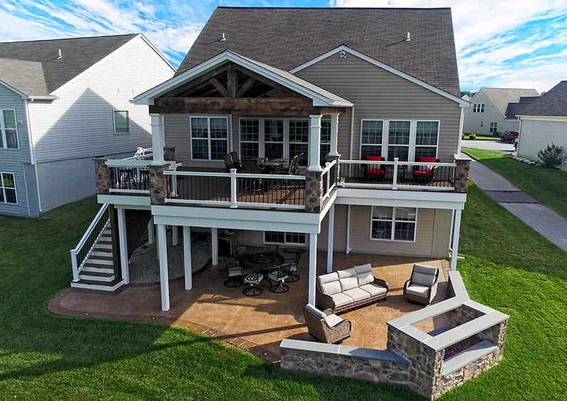 two story trex deck and stamped concrete patio in downingtown pa stamped concrete patio surface options